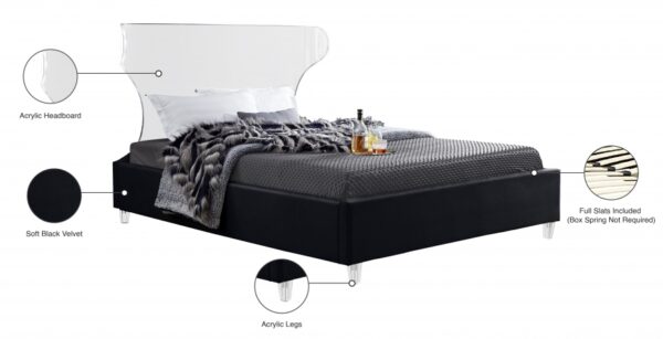 Ghost Velvet Upholstered Bed