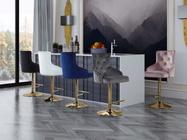 Claude Velvet Upholstered Adjustable Bar | Counter Stool