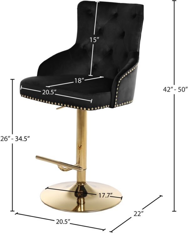 Claude Velvet Upholstered Adjustable Bar | Counter Stool