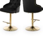 Claude Velvet Upholstered Adjustable Bar | Counter Stool