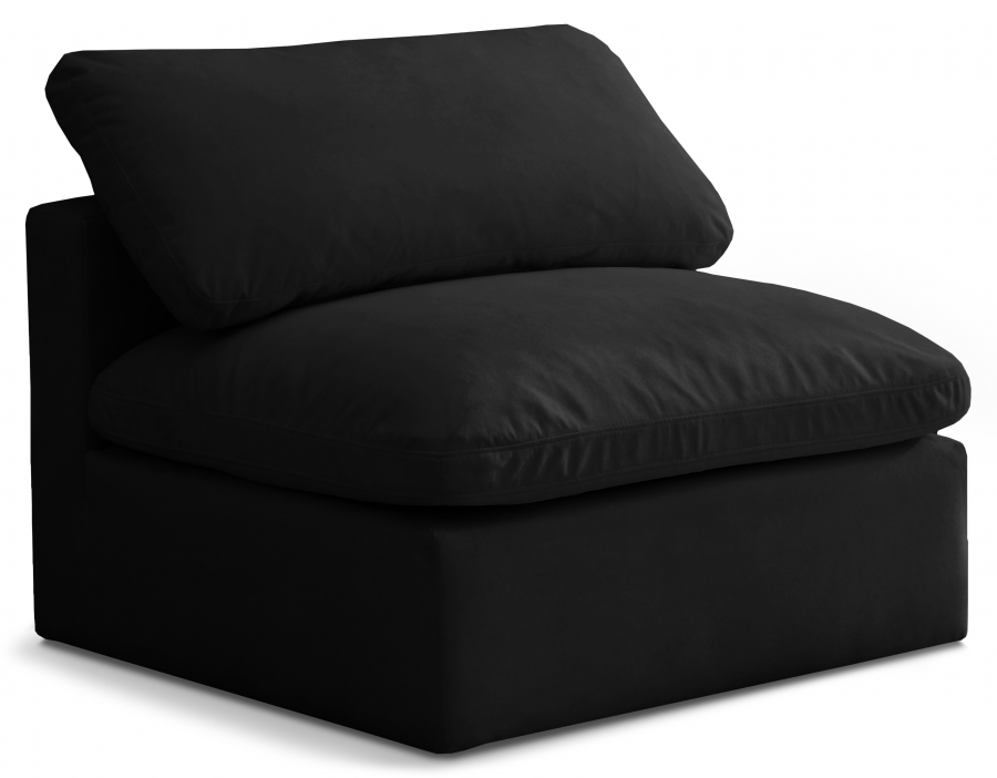 Plush Velvet Upholstered Standard Comfort Modular Armless Chair