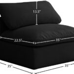 Plush Velvet Upholstered Standard Comfort Modular Armless Chair