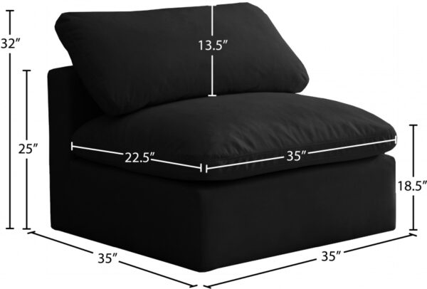 Plush Velvet Upholstered Standard Comfort Modular Armless Chair