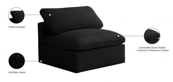 Plush Velvet Upholstered Standard Comfort Modular Armless Chair