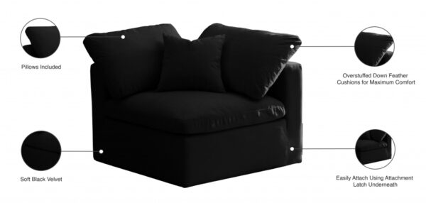 Plush Velvet Upholstered Standard Comfort Modular Corner Chair