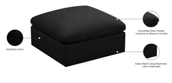 Plush Velvet Upholstered Standard Comfort Modular Ottoman