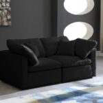 Plush 70" Velvet Upholstered Standard Comfort 2pc. Modular Loveseat