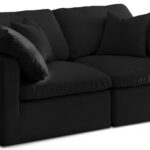 Plush 70" Velvet Upholstered Standard Comfort 2pc. Modular Loveseat