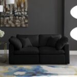 Plush 70" Velvet Upholstered Standard Comfort 2pc. Modular Loveseat
