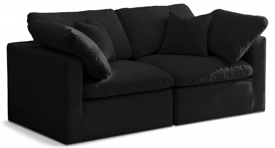 Plush 70" Velvet Upholstered Standard Comfort 2pc. Modular Loveseat