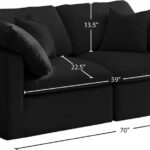 Plush 70" Velvet Upholstered Standard Comfort 2pc. Modular Loveseat