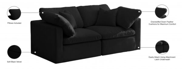 Plush 70" Velvet Upholstered Standard Comfort 2pc. Modular Loveseat