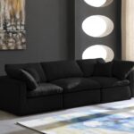 Plush 105" Velvet Upholstered Standard Comfort 3pc. Modular Sofa