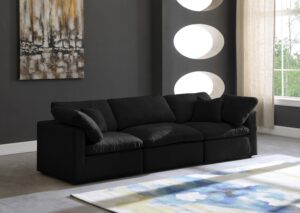 Plush 105" Velvet Upholstered Standard Comfort 3pc. Modular Sofa