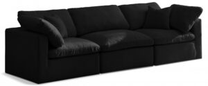 Plush 105" Velvet Upholstered Standard Comfort 3pc. Modular Sofa