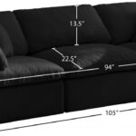 Plush 105" Velvet Upholstered Standard Comfort 3pc. Modular Sofa