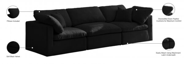 Plush 105" Velvet Upholstered Standard Comfort 3pc. Modular Sofa