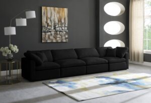 Plush 140" Velvet Upholstered Standard Comfort 4pc. Modular Sofa