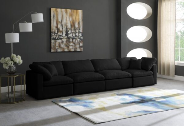 Plush 140" Velvet Upholstered Standard Comfort 4pc. Modular Sofa