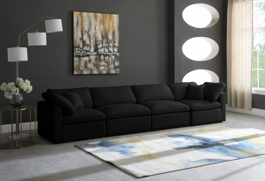 Plush 140" Velvet Upholstered Standard Comfort 4pc. Modular Sofa