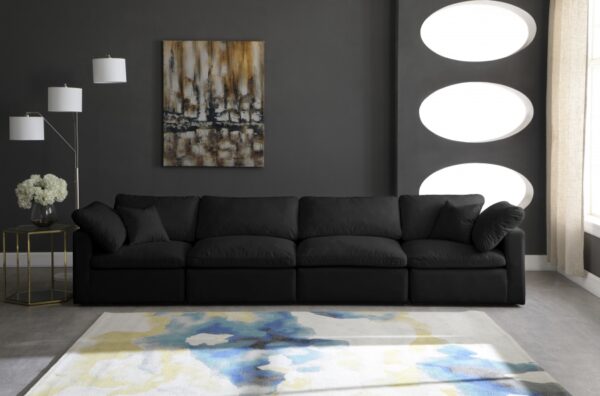 Plush 140" Velvet Upholstered Standard Comfort 4pc. Modular Sofa