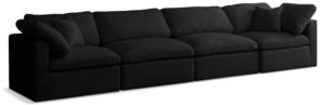 Plush 140" Velvet Upholstered Standard Comfort 4pc. Modular Sofa