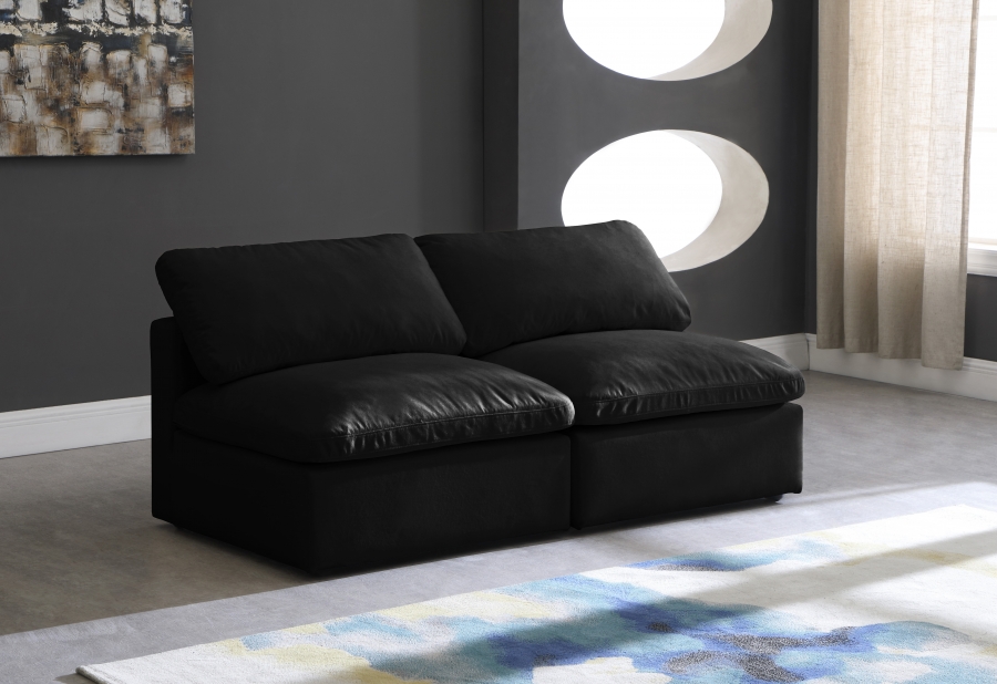 Plush 70" Velvet Upholstered Standard Comfort 2pc. Armless Modular Loveseat
