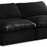 Plush 70" Velvet Upholstered Standard Comfort 2pc. Armless Modular Loveseat