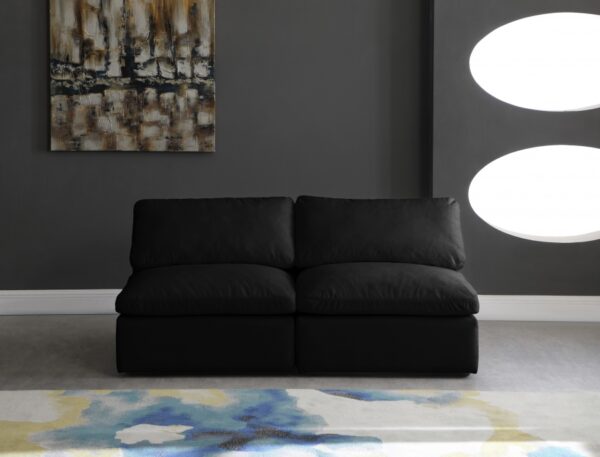 Plush 70" Velvet Upholstered Standard Comfort 2pc. Armless Modular Loveseat