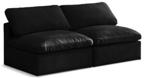 Plush 70" Velvet Upholstered Standard Comfort 2pc. Armless Modular Loveseat