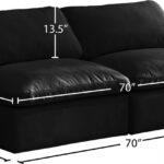 Plush 70" Velvet Upholstered Standard Comfort 2pc. Armless Modular Loveseat