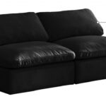 Plush 70" Velvet Upholstered Standard Comfort 2pc. Armless Modular Loveseat