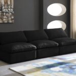 Plush 105" Velvet Upholstered Standard Comfort 3pc. Armless Modular Sofa