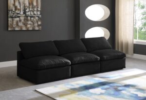 Plush 105" Velvet Upholstered Standard Comfort 3pc. Armless Modular Sofa