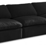 Plush 105" Velvet Upholstered Standard Comfort 3pc. Armless Modular Sofa