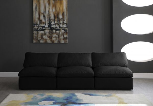 Plush 105" Velvet Upholstered Standard Comfort 3pc. Armless Modular Sofa