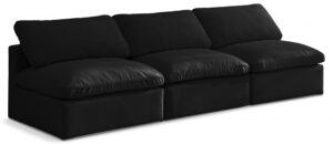 Plush 105" Velvet Upholstered Standard Comfort 3pc. Armless Modular Sofa