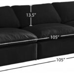 Plush 105" Velvet Upholstered Standard Comfort 3pc. Armless Modular Sofa