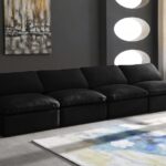 Plush 140" Velvet Upholstered Standard Comfort 4pc. Armless Modular Sofa