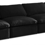 Plush 140" Velvet Upholstered Standard Comfort 4pc. Armless Modular Sofa