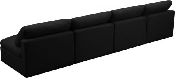 Plush 140" Velvet Upholstered Standard Comfort 4pc. Armless Modular Sofa