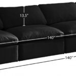 Plush 140" Velvet Upholstered Standard Comfort 4pc. Armless Modular Sofa
