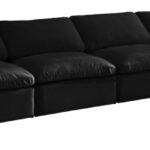 Plush 140" Velvet Upholstered Standard Comfort 4pc. Armless Modular Sofa