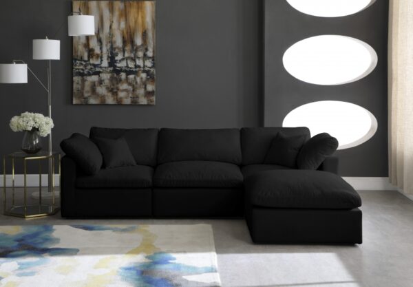 Plush 105" Velvet Upholstered Standard Comfort 4pc. Modular Sectional