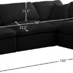 Plush 105" Velvet Upholstered Standard Comfort 4pc. Modular Sectional