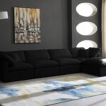 Plush 140" Velvet Upholstered Standard Comfort 5pc. Modular Sectional