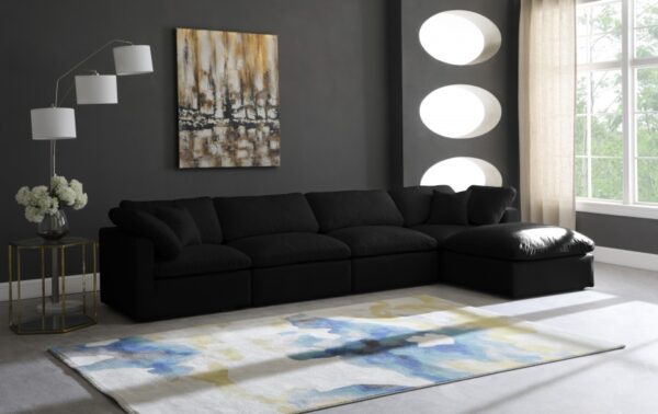 Plush 140" Velvet Upholstered Standard Comfort 5pc. Modular Sectional