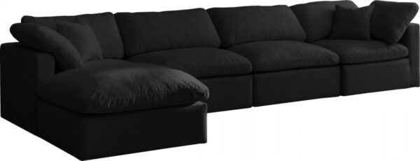 Plush 140" Velvet Upholstered Standard Comfort 5pc. Modular Sectional