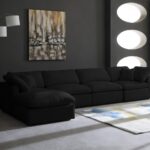 Plush 140" Velvet Upholstered Standard Comfort 5pc. Modular Sectional