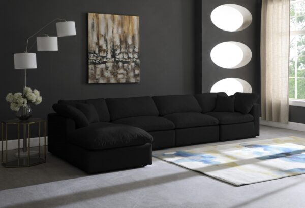 Plush 140" Velvet Upholstered Standard Comfort 5pc. Modular Sectional